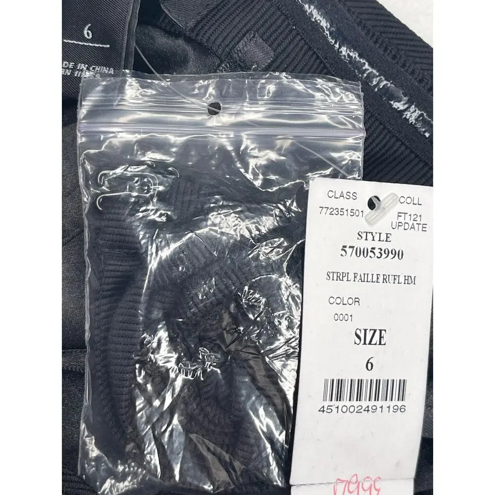 Black House White Market Strapless Faille Ruffled Hem Black Dress size 6 NWT - Picture 7 of 8